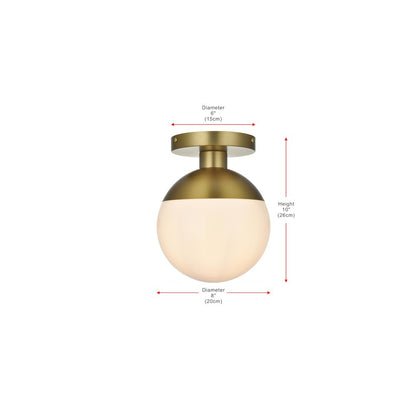 Eclipse 8 Inch Flush Mount Frosted White Shade in Satin Gold