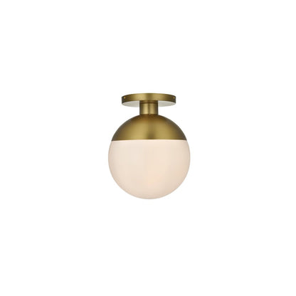 Eclipse 12 Inch Flush Mount Frosted White Shade in Satin Gold