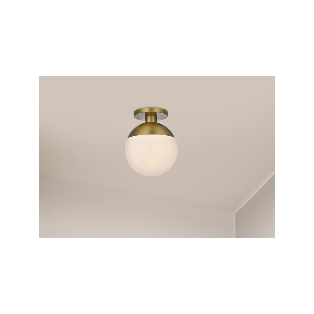 Eclipse 12 Inch Flush Mount Frosted White Shade in Satin Gold