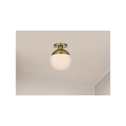 Eclipse 12 Inch Flush Mount Frosted White Shade in Satin Gold