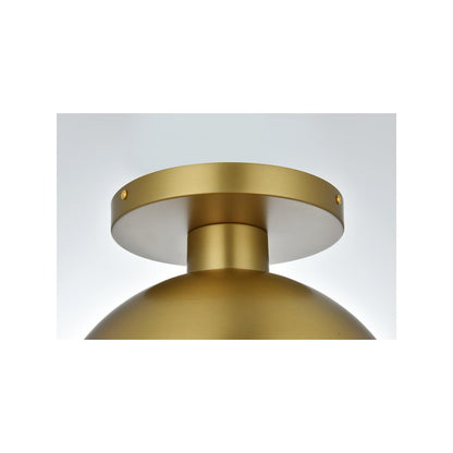 Eclipse 12 Inch Flush Mount Frosted White Shade in Satin Gold
