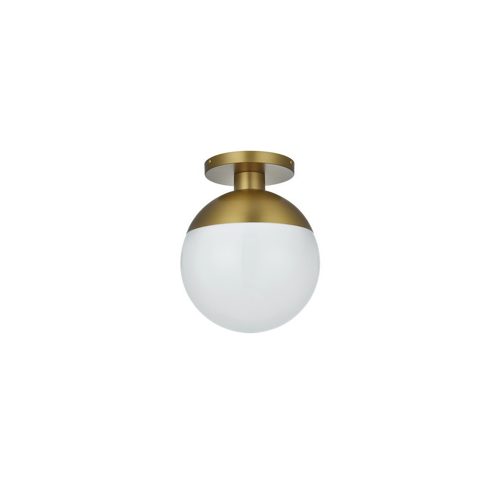 Eclipse 12 Inch Flush Mount Frosted White Shade in Satin Gold
