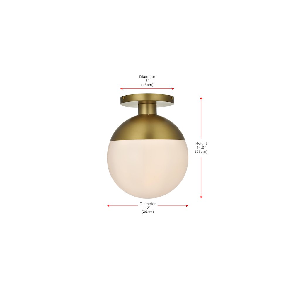 Eclipse 12 Inch Flush Mount Frosted White Shade in Satin Gold