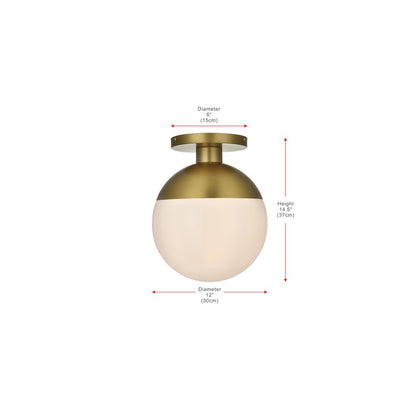 Eclipse 12 Inch Flush Mount Frosted White Shade in Satin Gold