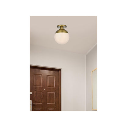Eclipse 12 Inch Flush Mount Frosted White Shade in Satin Gold