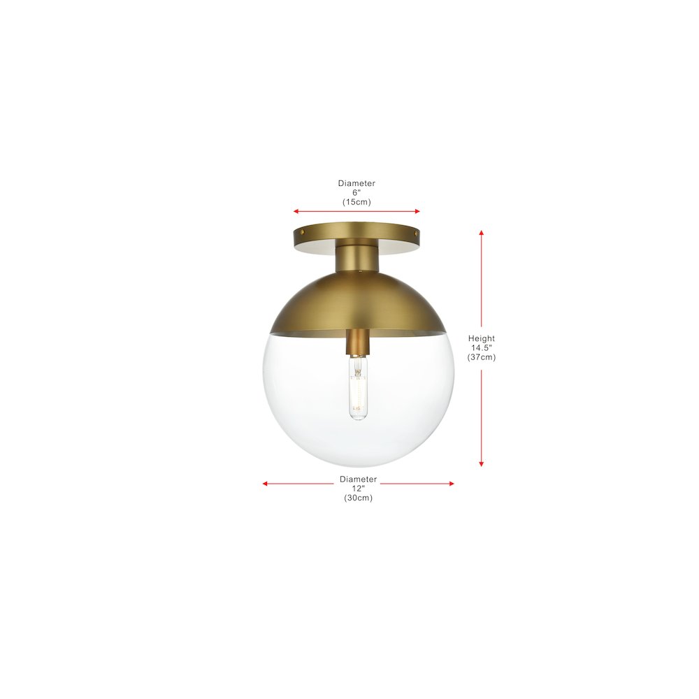Eclipse 12 Inch Flush Mount Clear Shade in Chrome