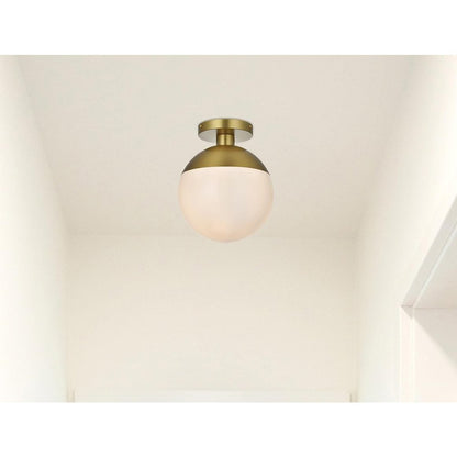 Eclipse 10 Inch Flush Mount Frosted White Shade in Satin Gold