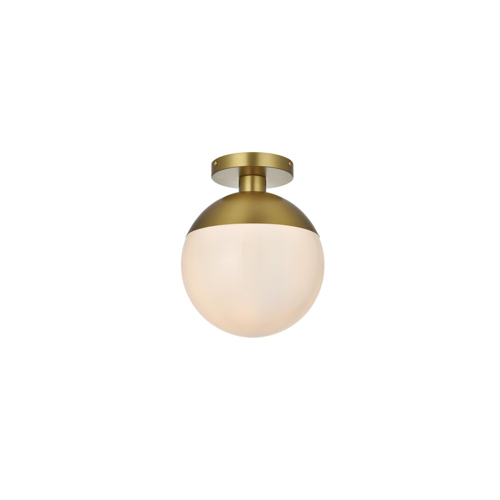 Eclipse 10 Inch Flush Mount Frosted White Shade in Satin Gold