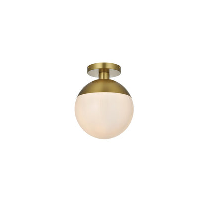 Eclipse 10 Inch Flush Mount Frosted White Shade in Satin Gold