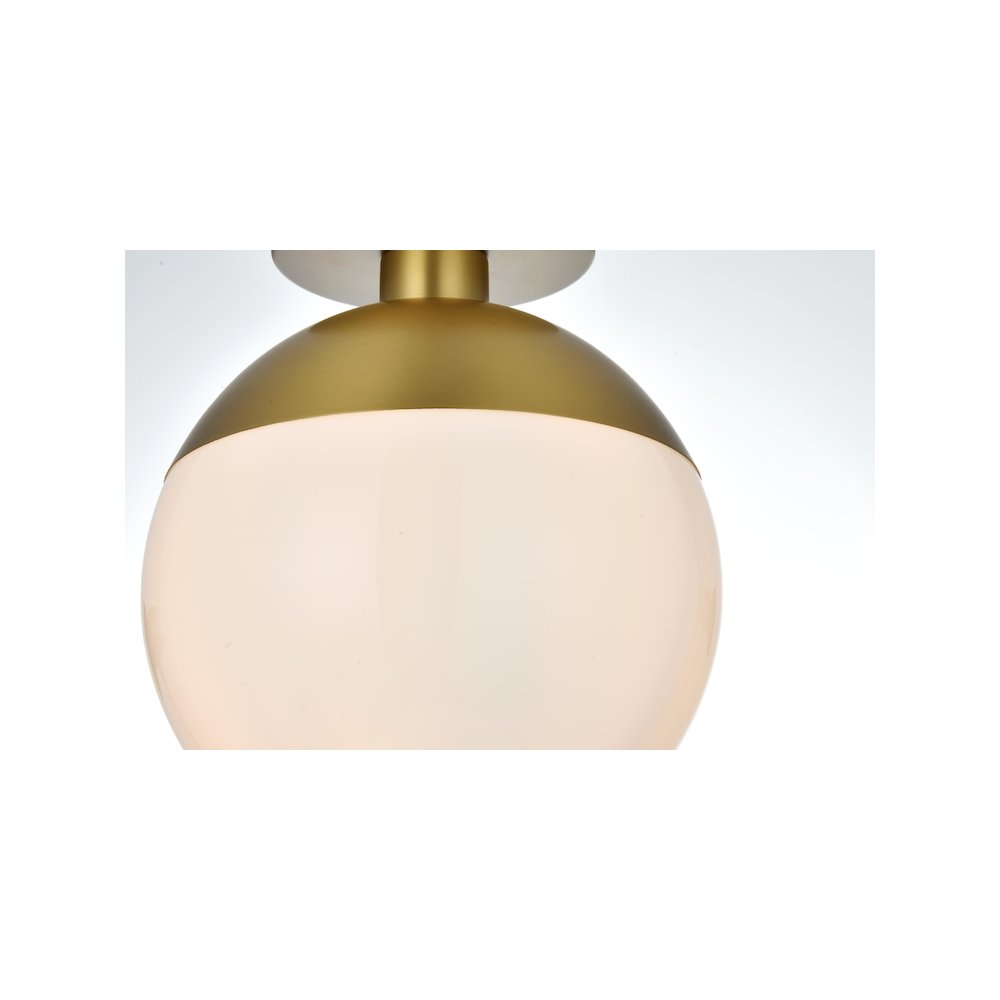 Eclipse 10 Inch Flush Mount Frosted White Shade in Satin Gold