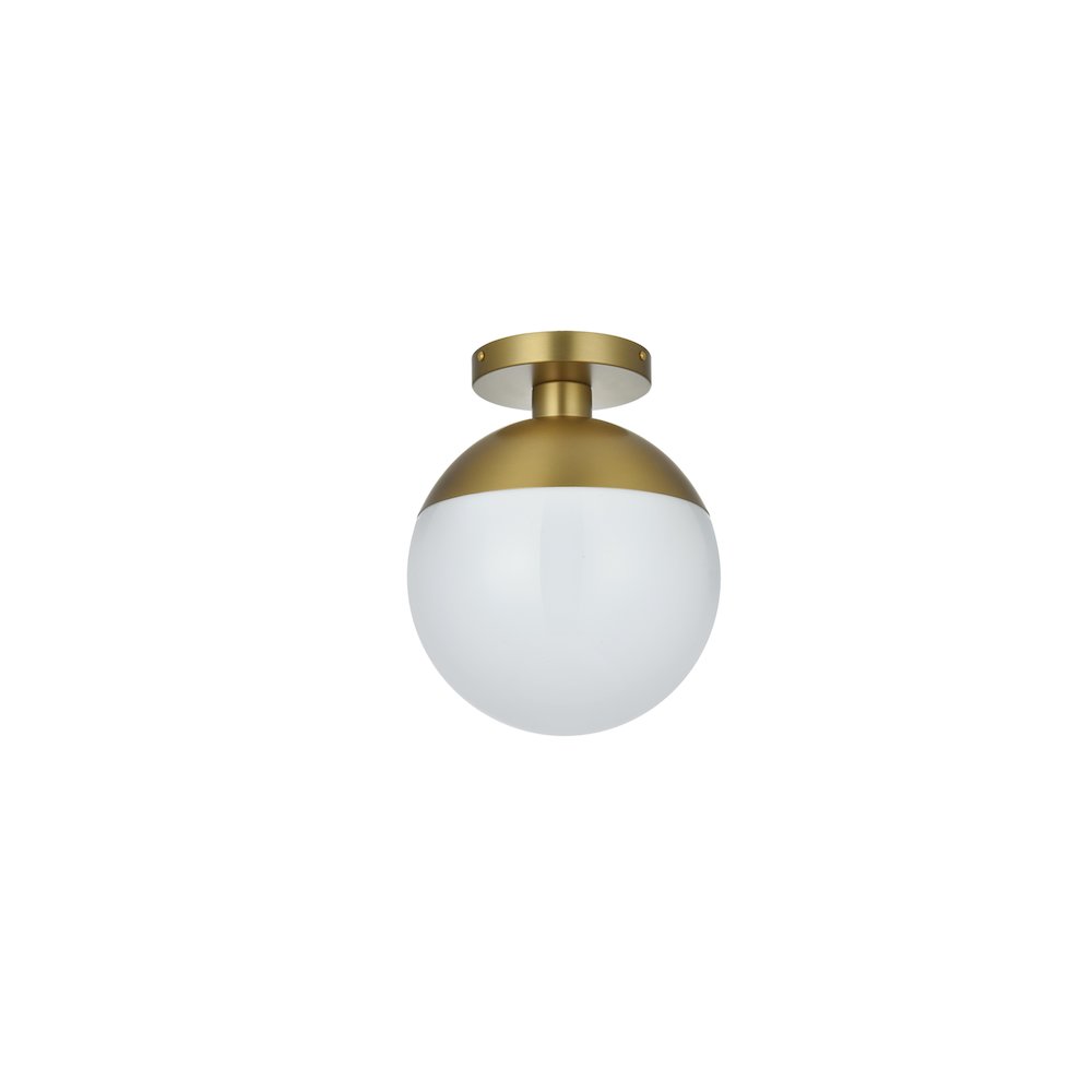 Eclipse 10 Inch Flush Mount Frosted White Shade in Satin Gold