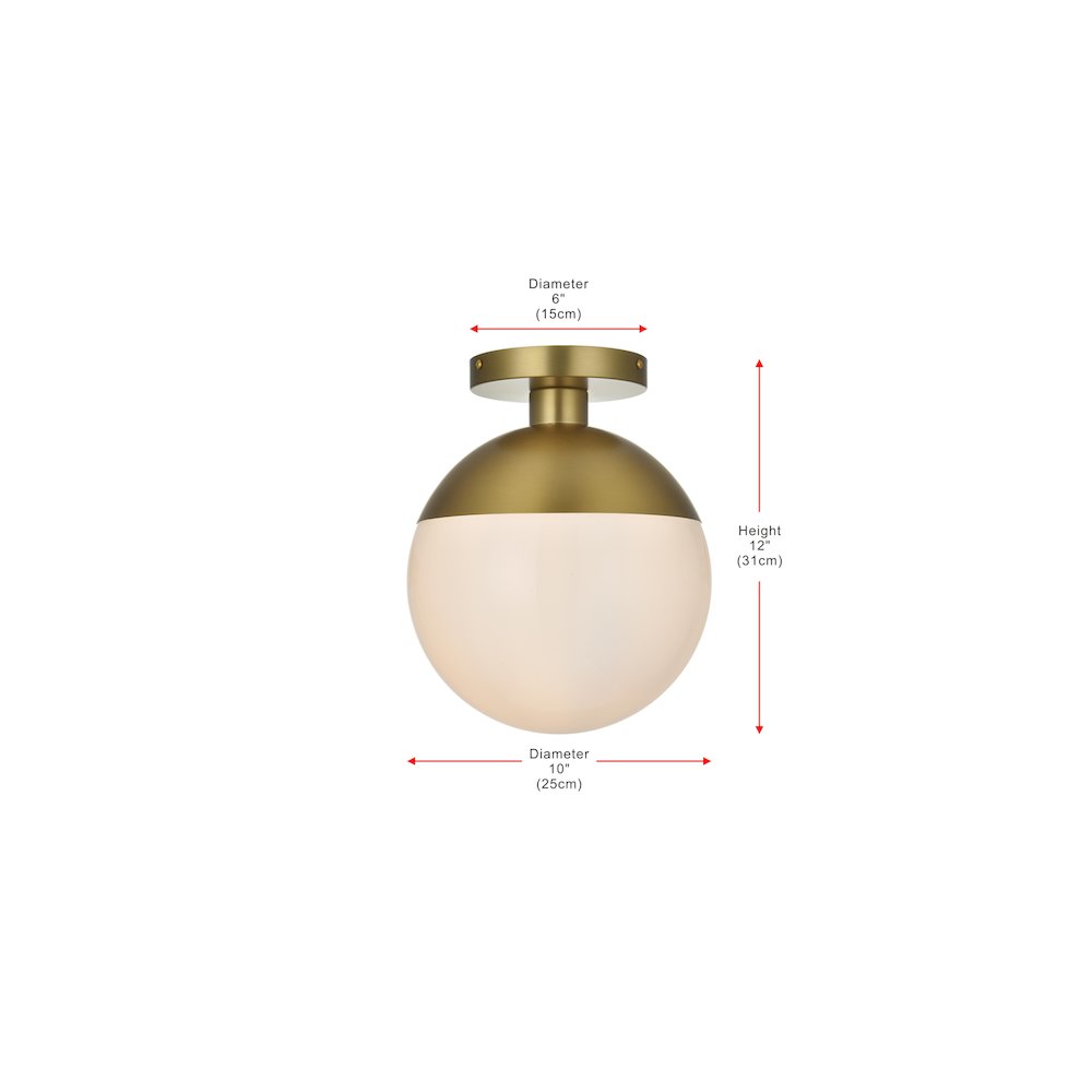 Eclipse 10 Inch Flush Mount Frosted White Shade in Satin Gold