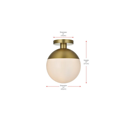 Eclipse 10 Inch Flush Mount Frosted White Shade in Satin Gold