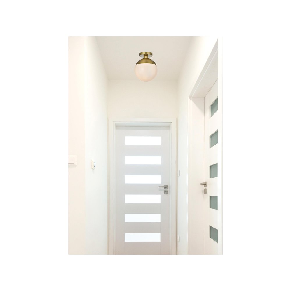 Eclipse 10 Inch Flush Mount Frosted White Shade in Satin Gold