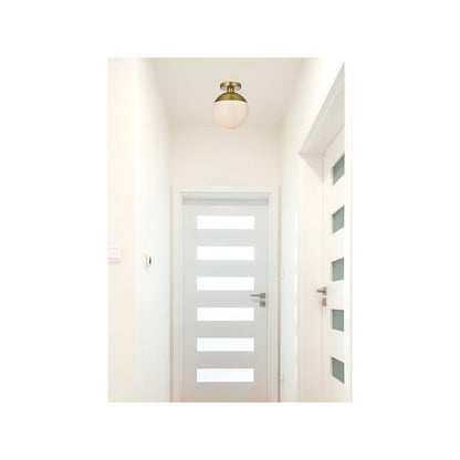 Eclipse 10 Inch Flush Mount Frosted White Shade in Satin Gold