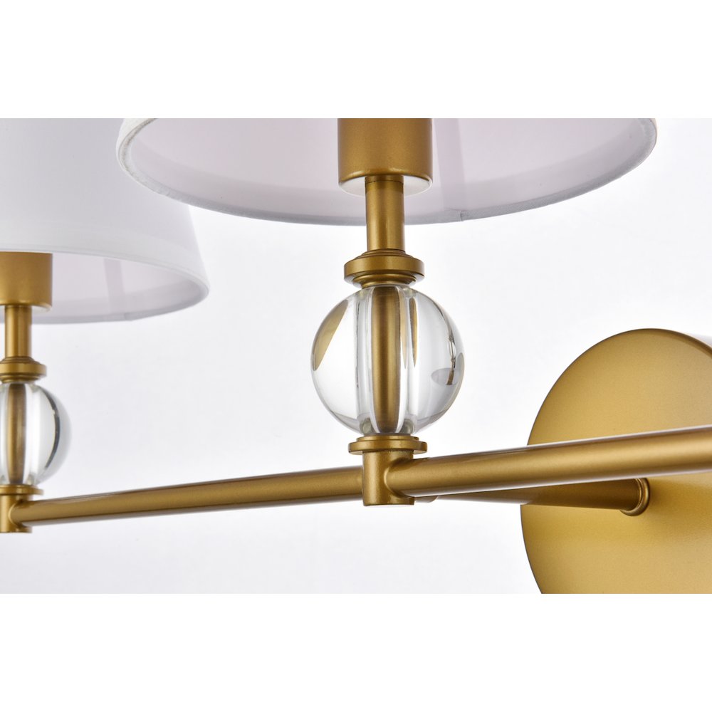 Bethany 3 lights bath sconce in brass with white fabric shade