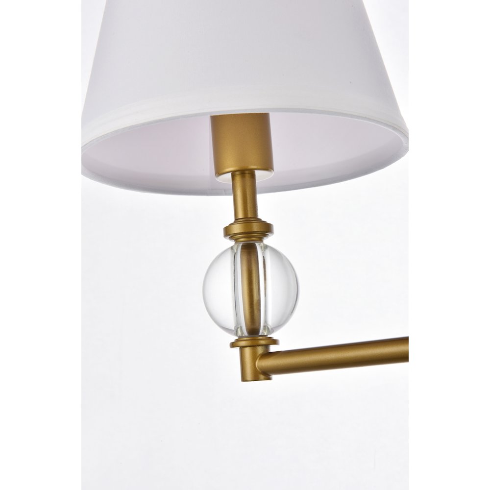 Bethany 3 lights bath sconce in brass with white fabric shade