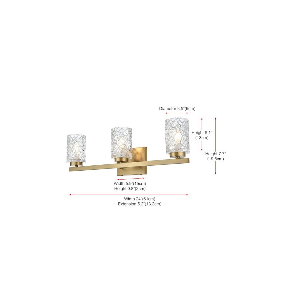 Cassie 24 inch Wall Sconce in Satin Gold