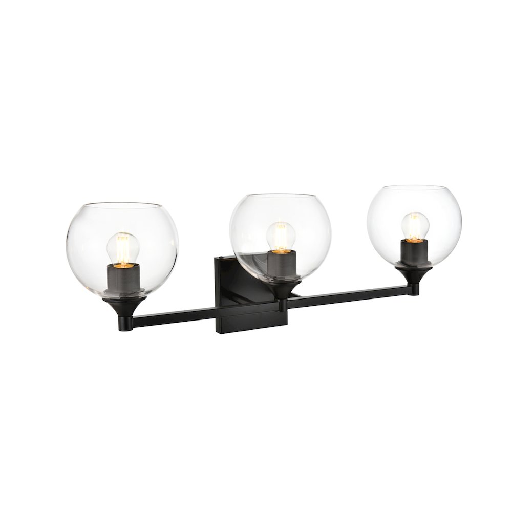 Foster 3 light Black and Clear Bath Sconce