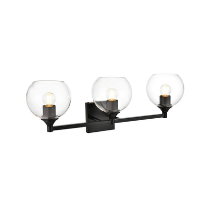 Foster 3 light Black and Clear Bath Sconce