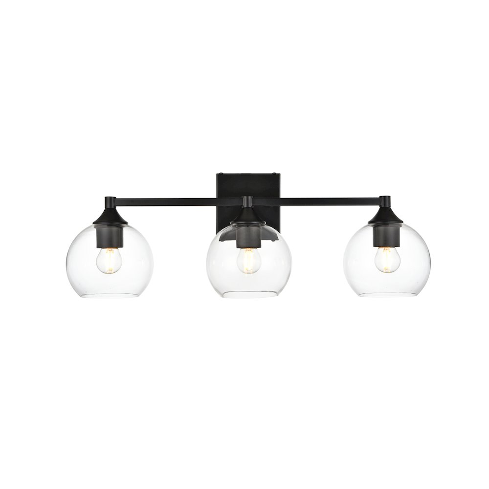 Foster 3 light Black and Clear Bath Sconce