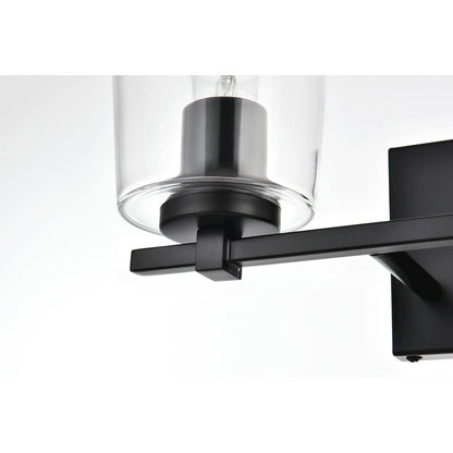 Kacey 2 light Black and Clear Bath Sconce