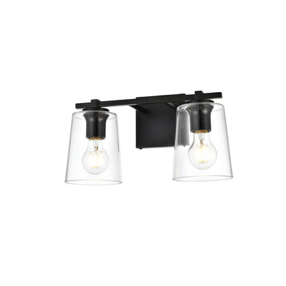 Kacey 2 light Black and Clear Bath Sconce