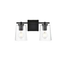 Kacey 2 light Black and Clear Bath Sconce