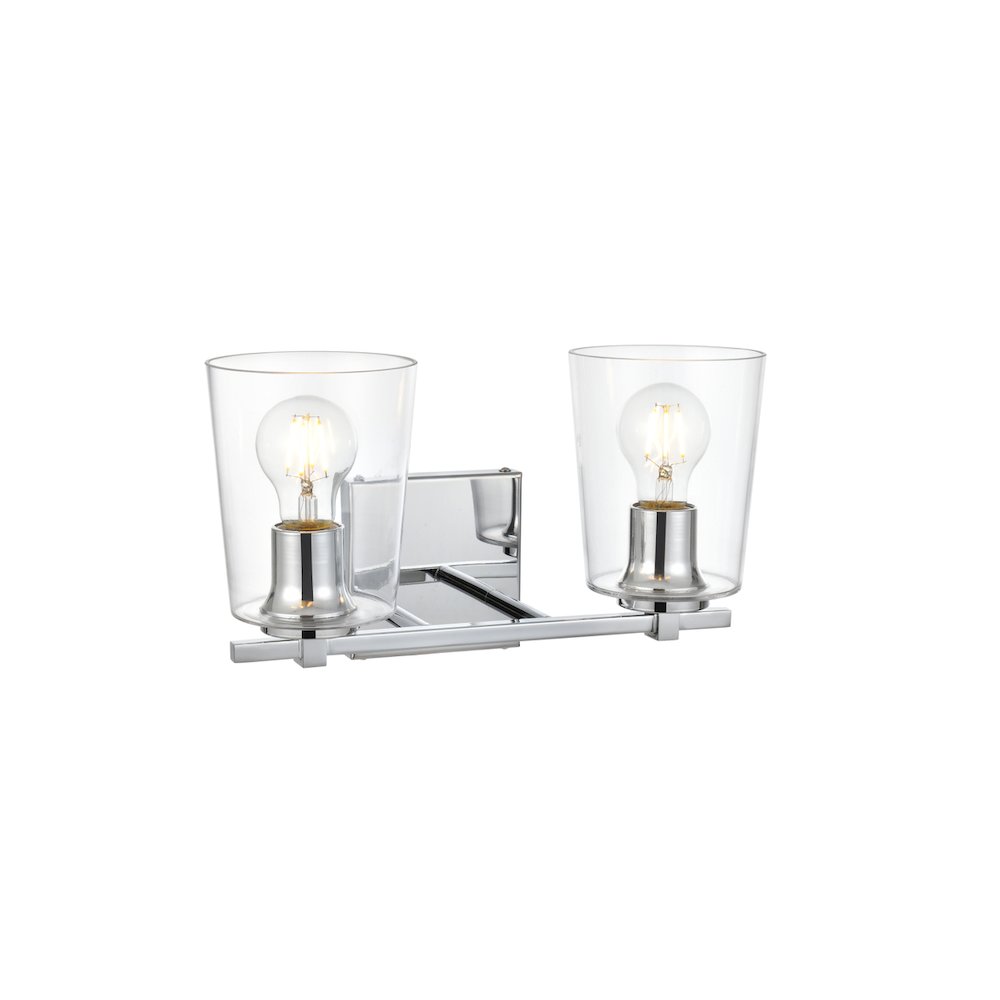 Kacey 2 light Chrome and Clear Bath Sconce