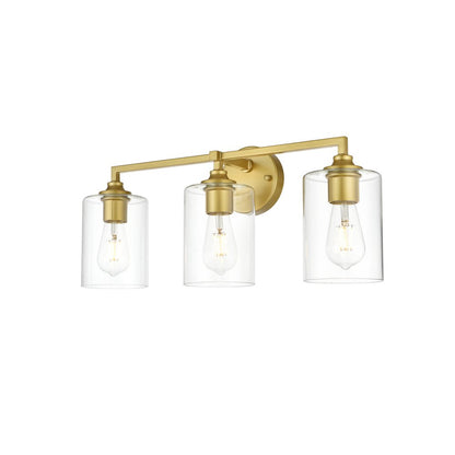 Mayson 3 light Brass and Clear Bath Sconce