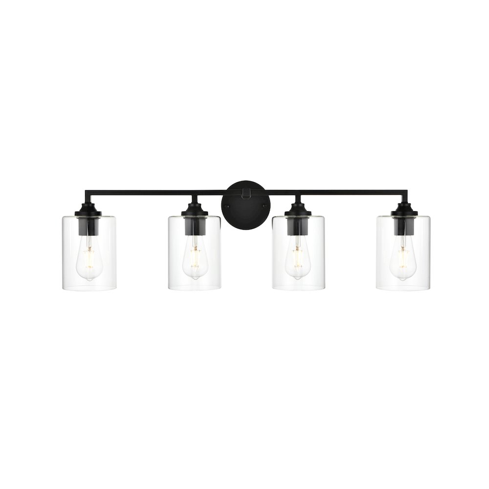 Mayson 4 light Black and Clear Bath Sconce