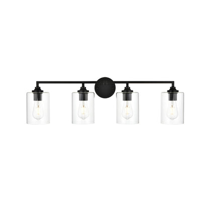 Mayson 4 light Black and Clear Bath Sconce