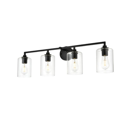 Mayson 4 light Black and Clear Bath Sconce