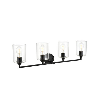 Mayson 4 light Black and Clear Bath Sconce