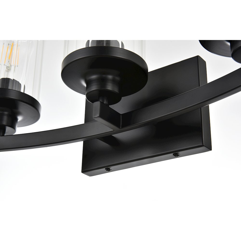 Saanvi 3 light Black and Clear Bath Sconce
