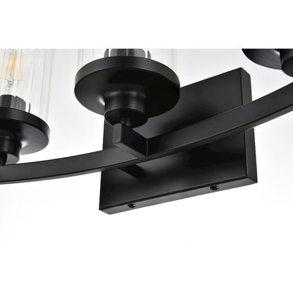 Saanvi 3 light Black and Clear Bath Sconce