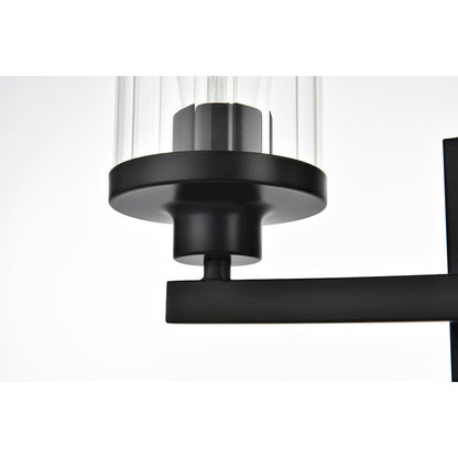 Saanvi 3 light Black and Clear Bath Sconce