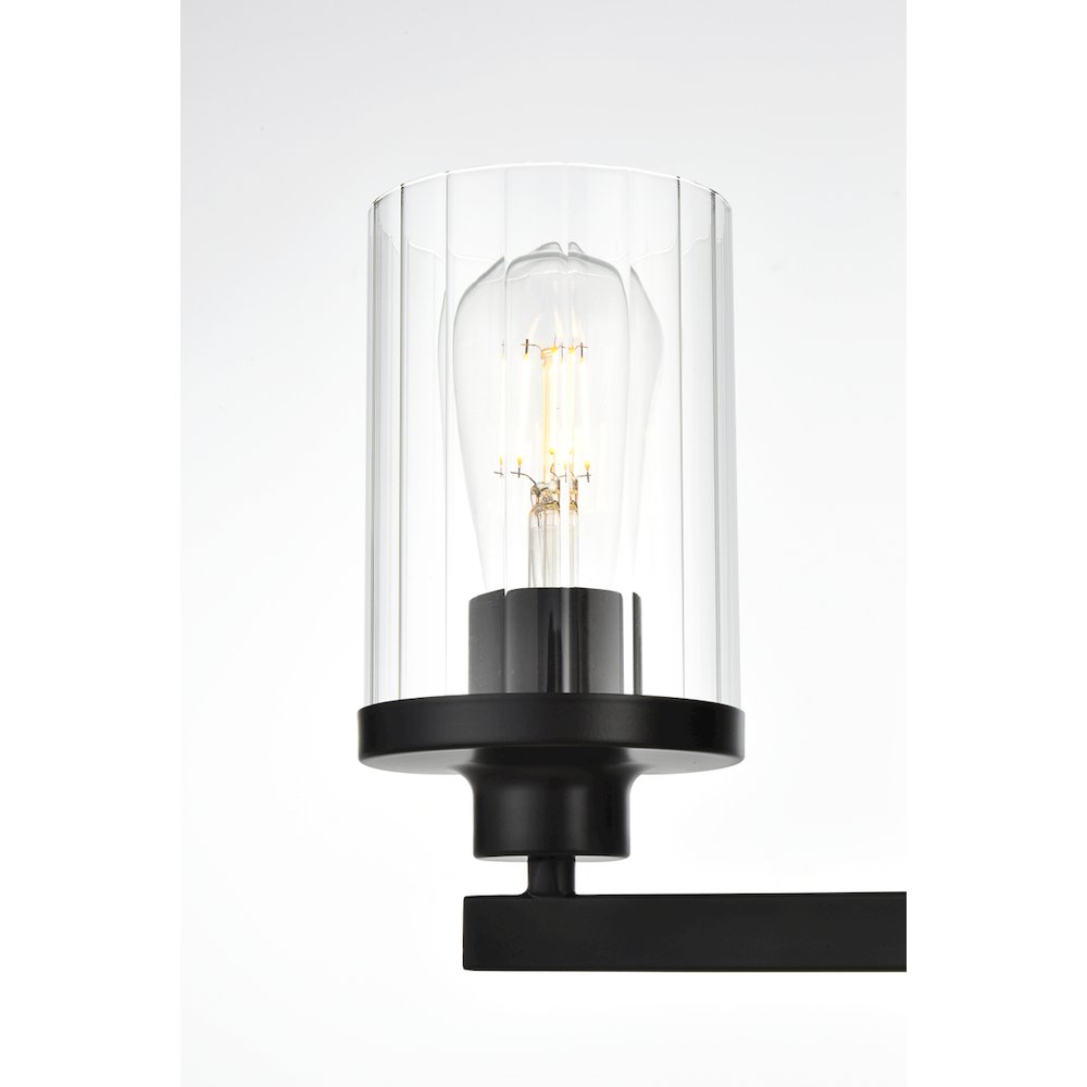 Saanvi 3 light Black and Clear Bath Sconce