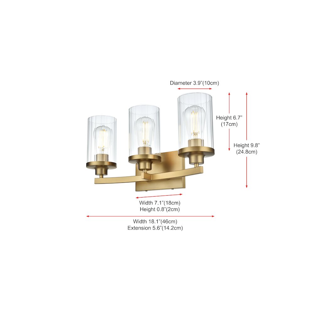 Thane 18 inch Wall Sconce in Satin Gold