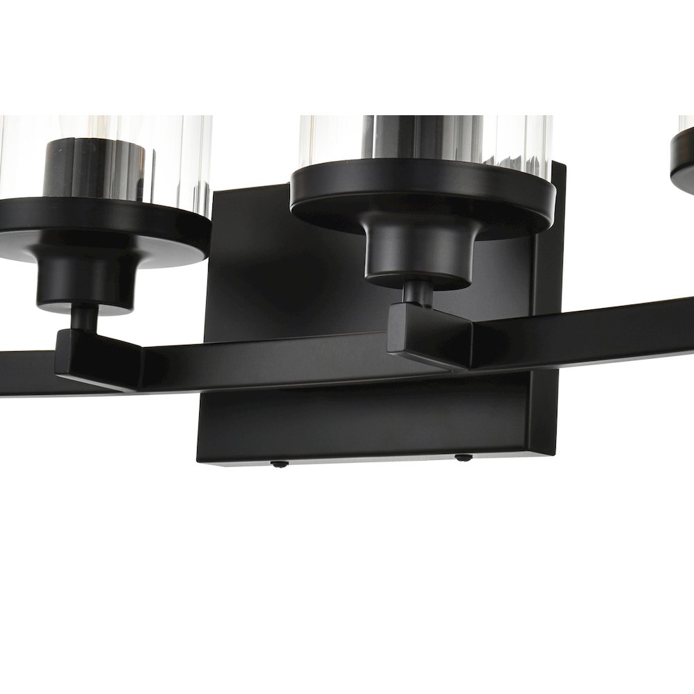 Saanvi 4 light Black and Clear Bath Sconce
