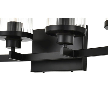 Saanvi 4 light Black and Clear Bath Sconce
