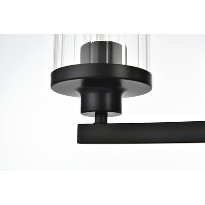 Saanvi 4 light Black and Clear Bath Sconce