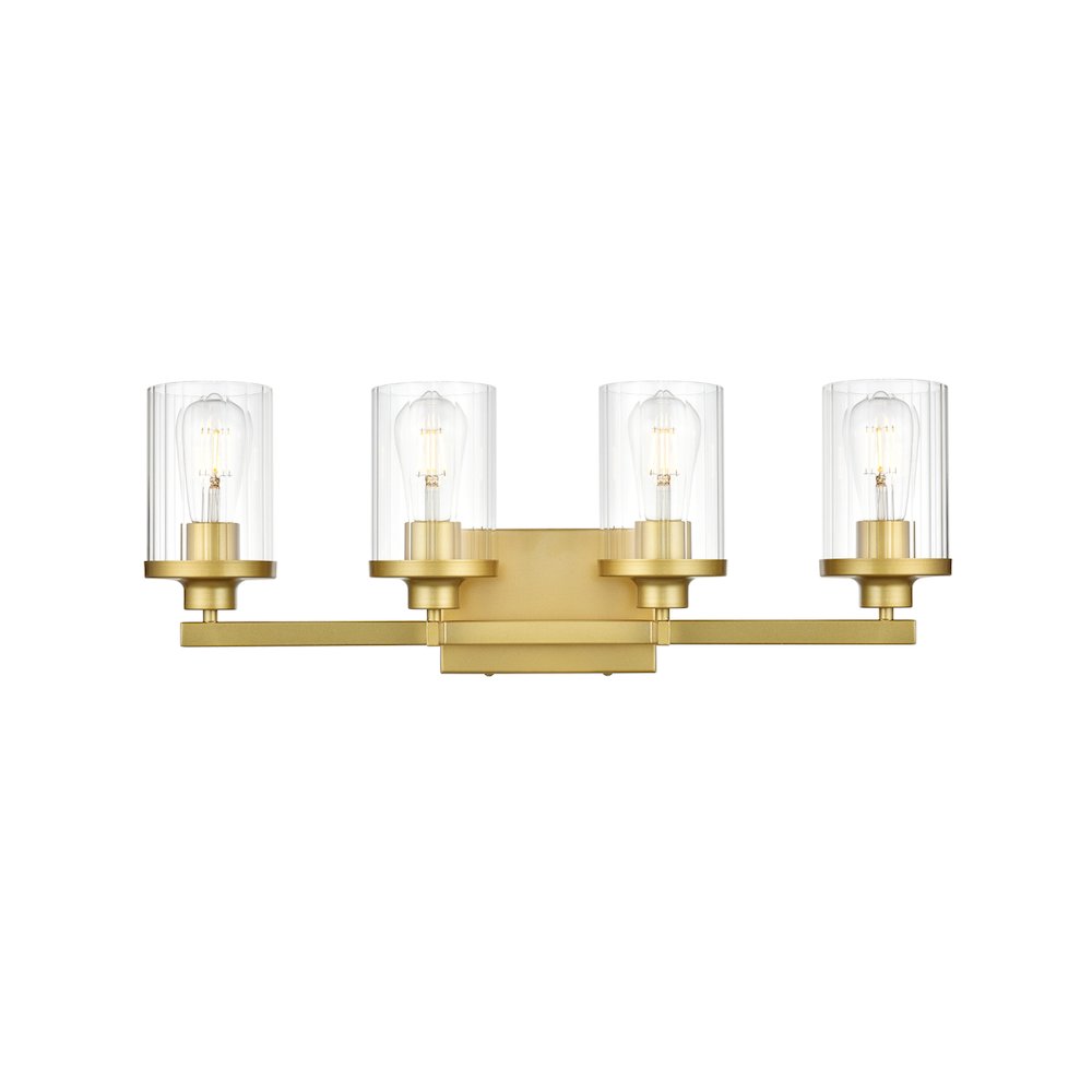 Saanvi 4 light Brass and Clear Bath Sconce