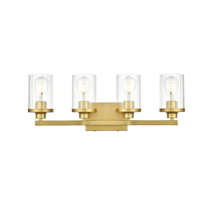 Saanvi 4 light Brass and Clear Bath Sconce