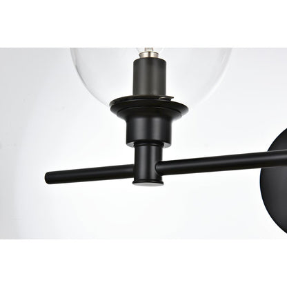 Jaelynn 2 light Black and Clear Bath Sconce
