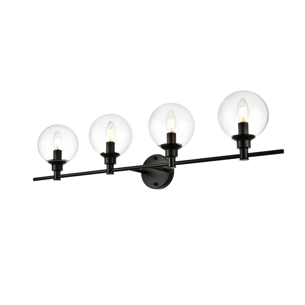 Jaelynn 4 light Black and Clear Bath Sconce