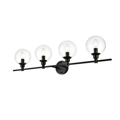 Jaelynn 4 light Black and Clear Bath Sconce