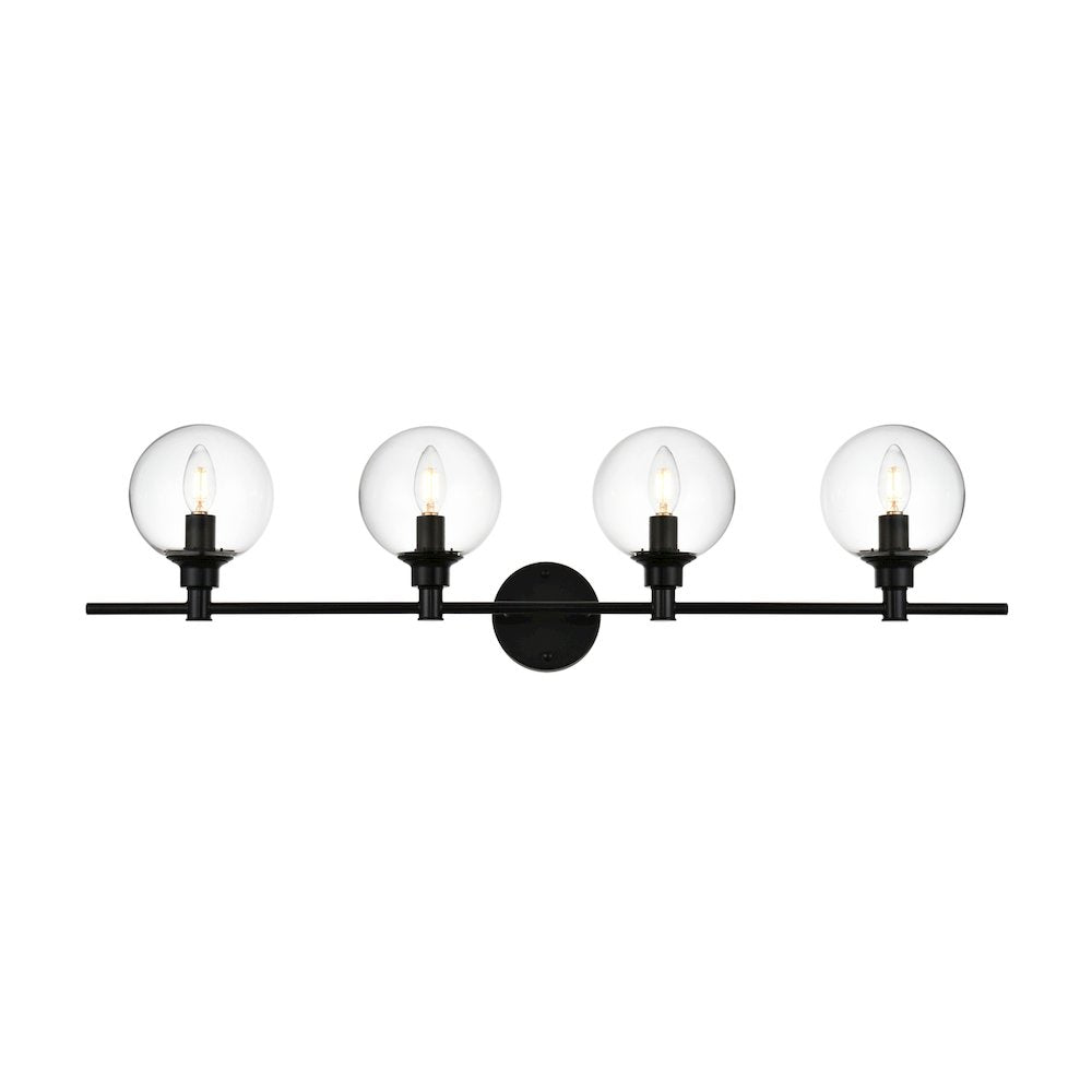 Jaelynn 4 light Black and Clear Bath Sconce