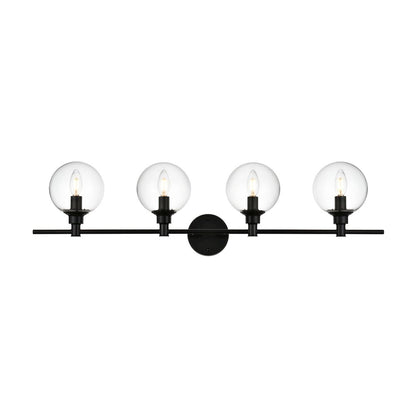 Jaelynn 4 light Black and Clear Bath Sconce