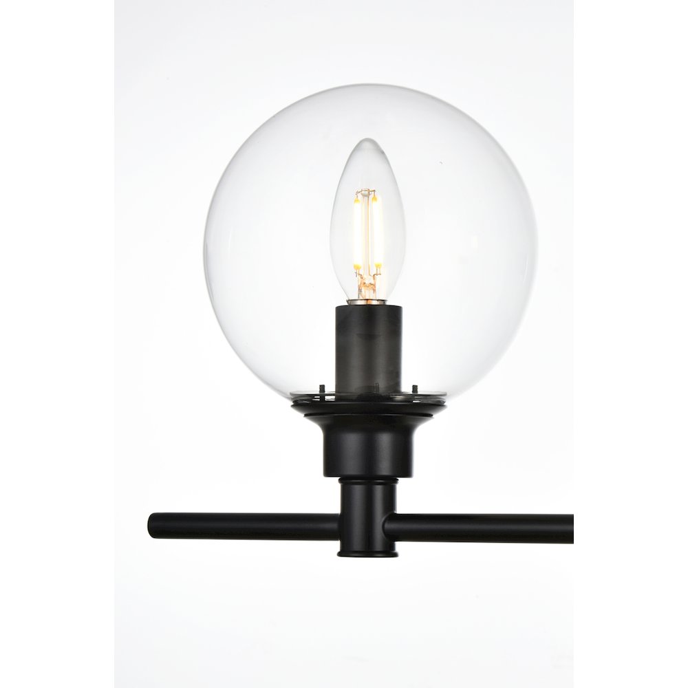 Jaelynn 4 light Black and Clear Bath Sconce